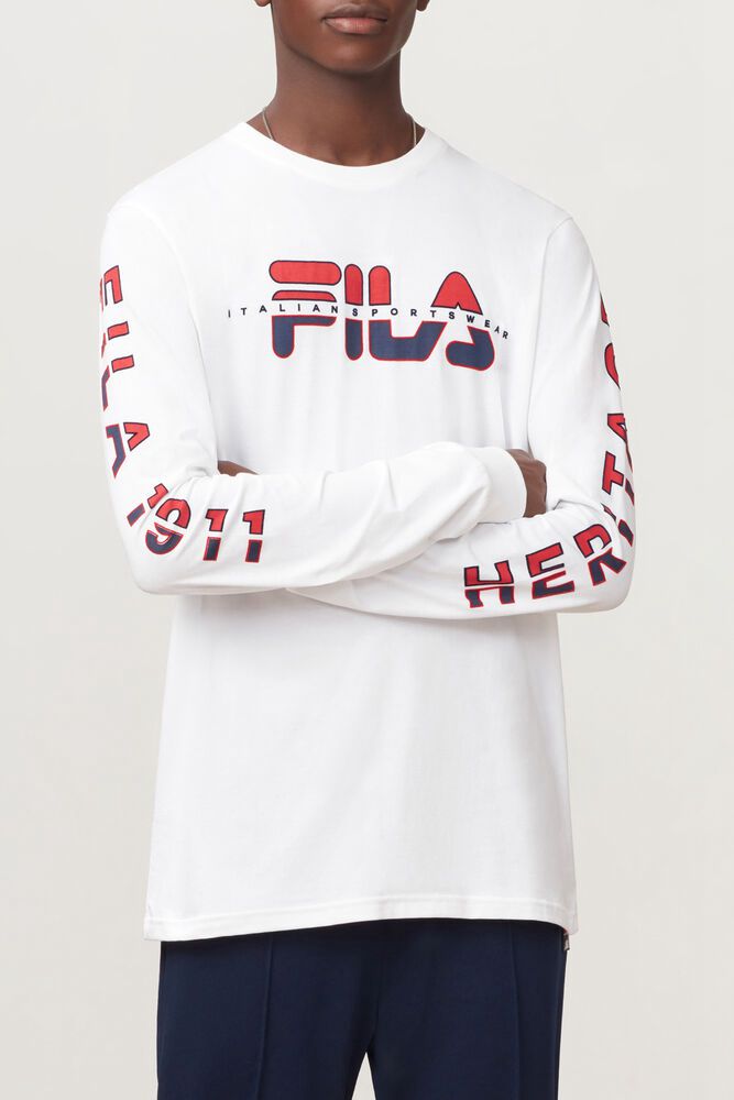 Fila T Skjorte Herre Hvite Christophe Lenge Sleeve 543906-TOH